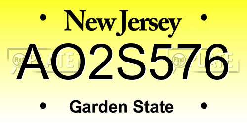 AO2S576 New Jersey License Plate