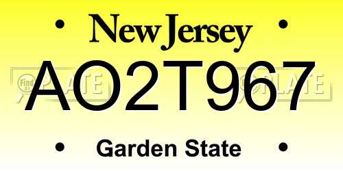 AO2T967 New Jersey License Plate