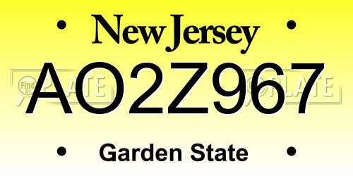 AO2Z967 New Jersey License Plate