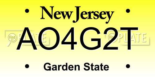 AO4G2T New Jersey License Plate