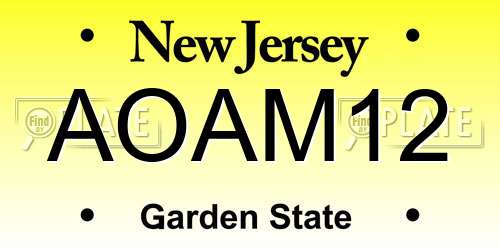 AOAM12 New Jersey License Plate