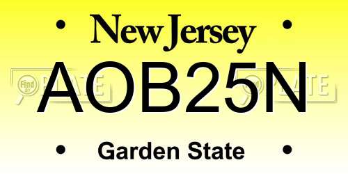AOB25N New Jersey License Plate