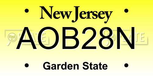 AOB28N New Jersey License Plate