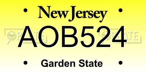 AOB524 New Jersey License Plate