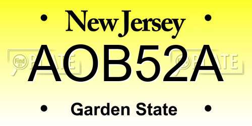 AOB52A New Jersey License Plate