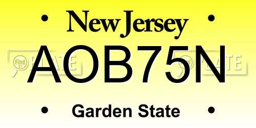 AOB75N New Jersey License Plate