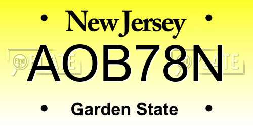 AOB78N New Jersey License Plate