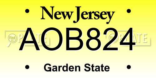 AOB824 New Jersey License Plate