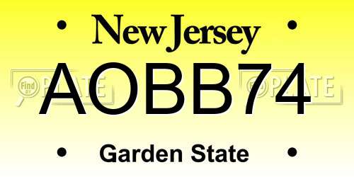 AOBB74 New Jersey License Plate