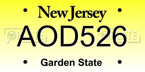 AOD526 New Jersey License Plate