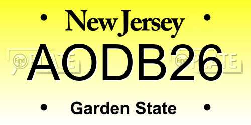 AODB26 New Jersey License Plate