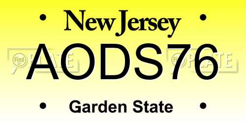 AODS76 New Jersey License Plate