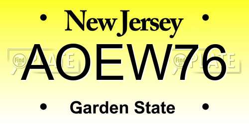 AOEW76 New Jersey License Plate