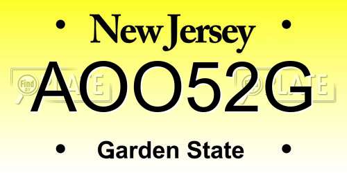 AOO52G New Jersey License Plate