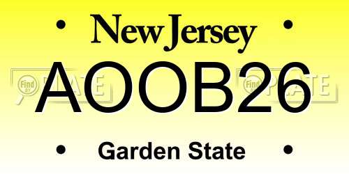 AOOB26 New Jersey License Plate