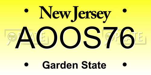 AOOS76 New Jersey License Plate