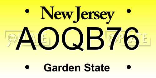 AOQB76 New Jersey License Plate