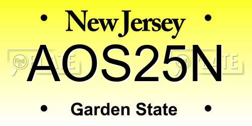 AOS25N New Jersey License Plate