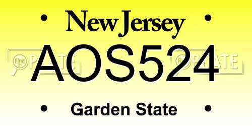 AOS524 New Jersey License Plate