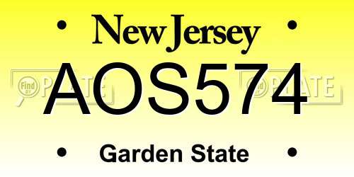 AOS574 New Jersey License Plate