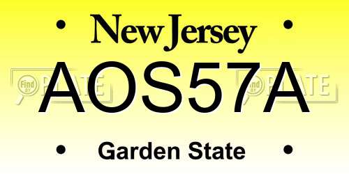 AOS57A New Jersey License Plate
