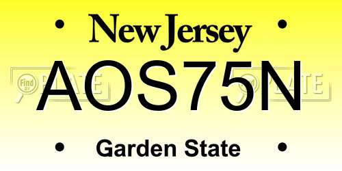 AOS75N New Jersey License Plate