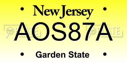 AOS87A New Jersey License Plate