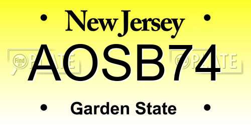 AOSB74 New Jersey License Plate