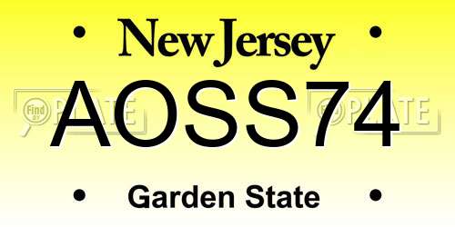 AOSS74 New Jersey License Plate