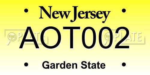 AOT002 New Jersey License Plate