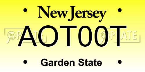 AOT00T New Jersey License Plate