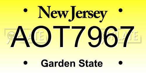 AOT7967 New Jersey License Plate
