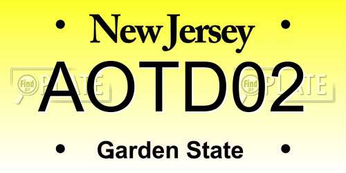 AOTD02 New Jersey License Plate