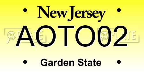 AOTO02 New Jersey License Plate