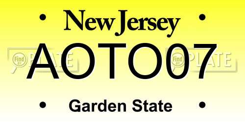 AOTO07 New Jersey License Plate