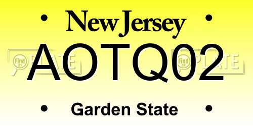 AOTQ02 New Jersey License Plate