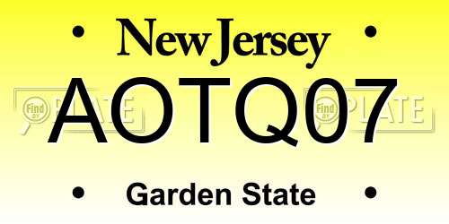 AOTQ07 New Jersey License Plate