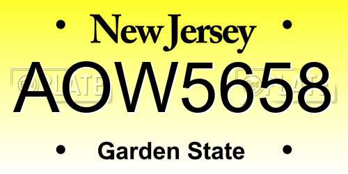 AOW5658 New Jersey License Plate