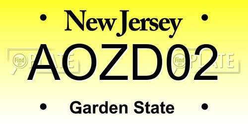 AOZD02 New Jersey License Plate