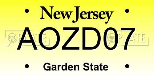 AOZD07 New Jersey License Plate