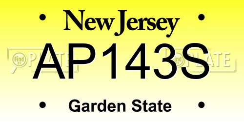 AP143S New Jersey License Plate