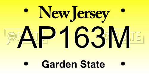 AP163M New Jersey License Plate