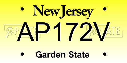 AP172V New Jersey License Plate