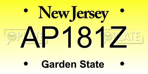 AP181Z New Jersey License Plate