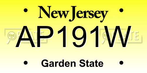 AP191W New Jersey License Plate