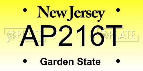 AP216T New Jersey License Plate