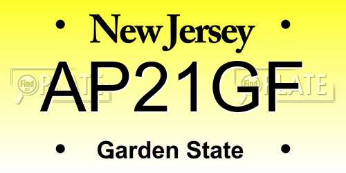 AP21GF New Jersey License Plate