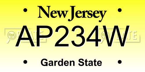 AP234W New Jersey License Plate