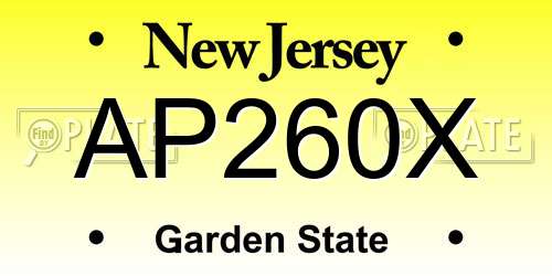 AP260X New Jersey License Plate
