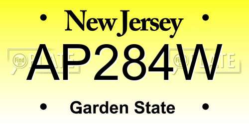 AP284W New Jersey License Plate